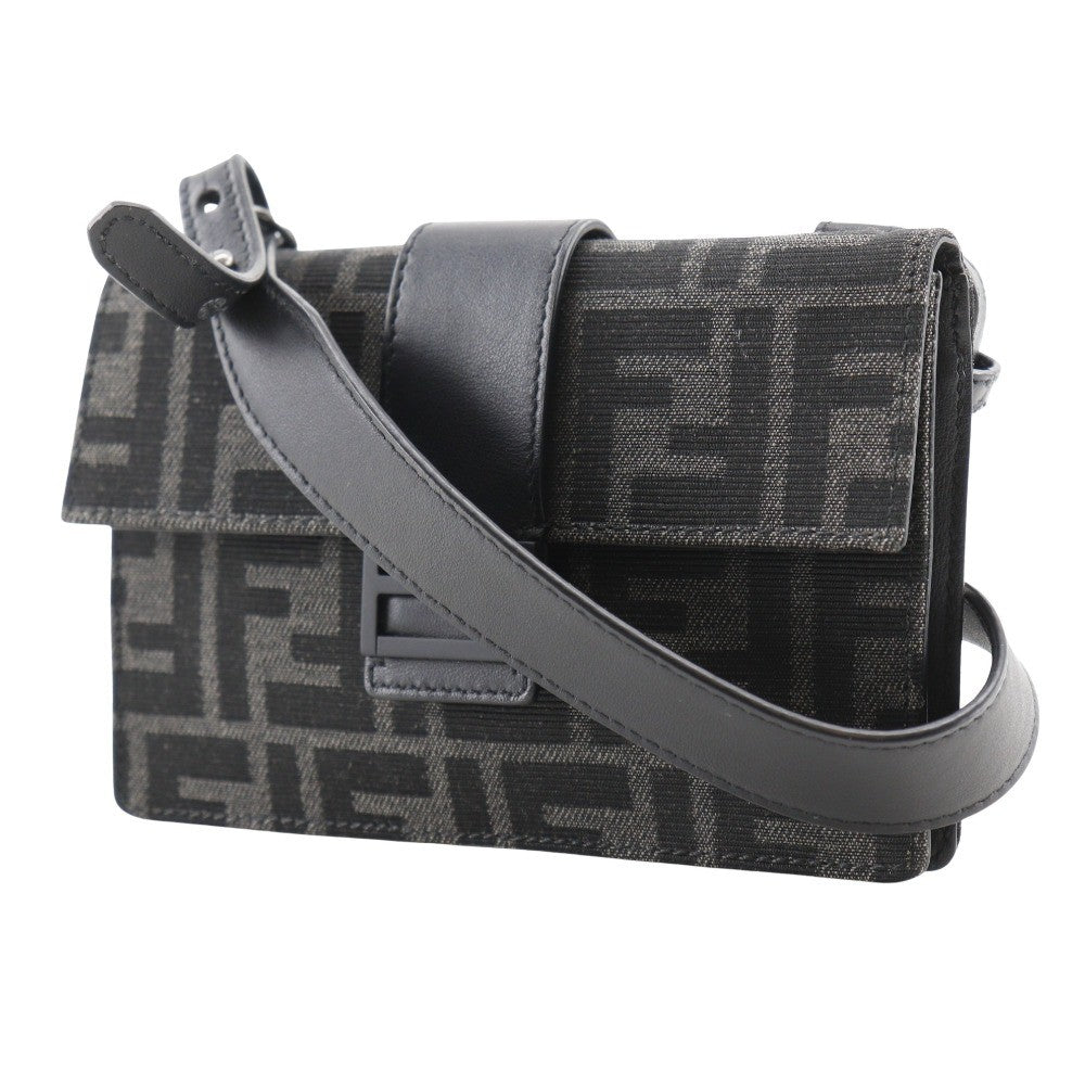 Fendi Baguette Convertible Belt Zucca Canvas Black Canvas Shoulder Bag Bag (Pre-Owned)