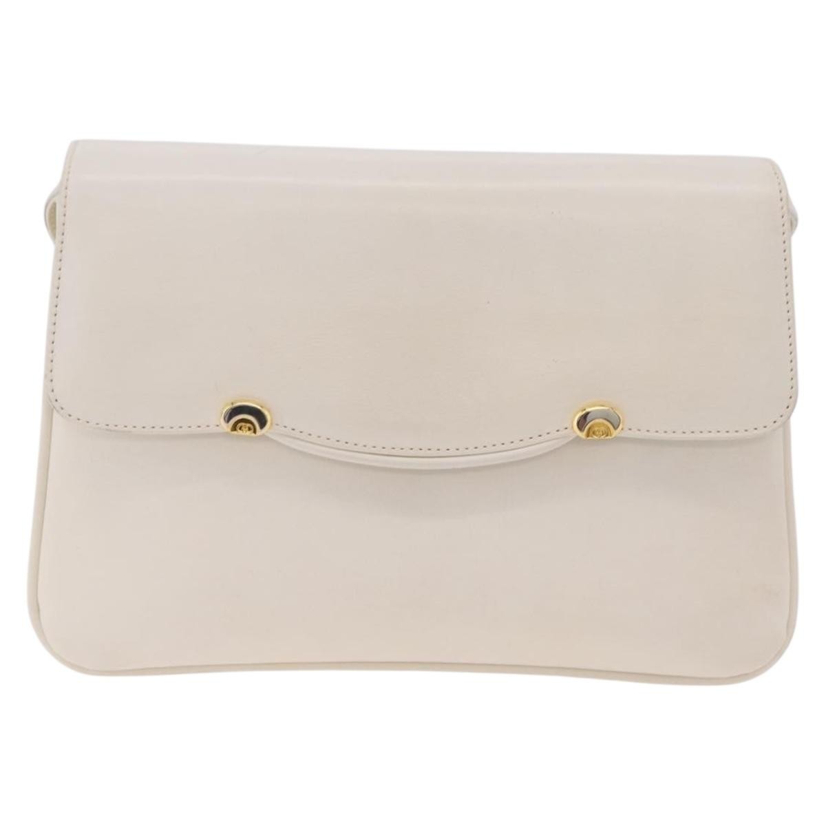 Gucci Shoulder Leather White Leather Shoulder Bag Bag (Pre-Owned)