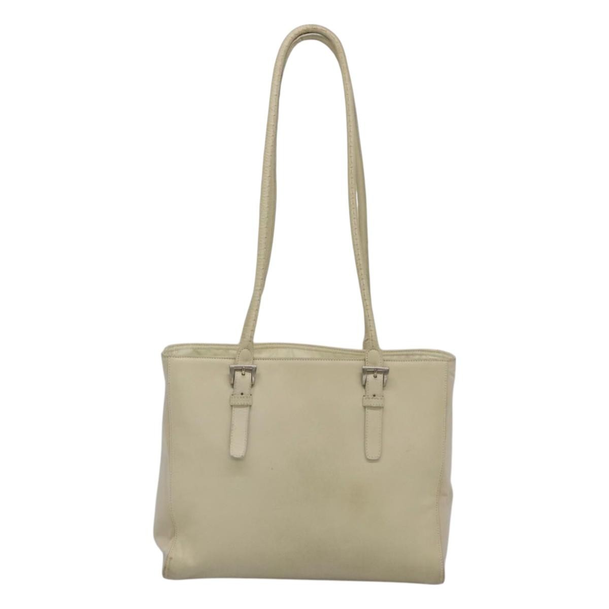 Prada Vintage Nylon And Leather White Leather Shoulder Bag Bag (Pre-Owned)