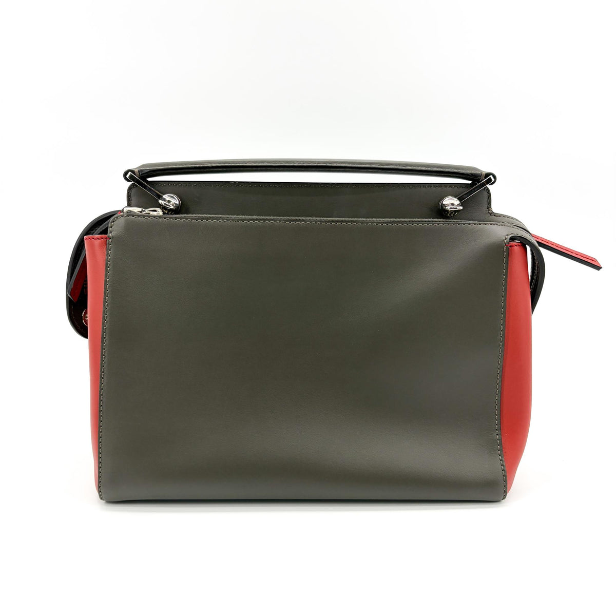 Fendi Dotcom Convertible Satchel Leather Gray Leather Handbag (Pre-Owned)