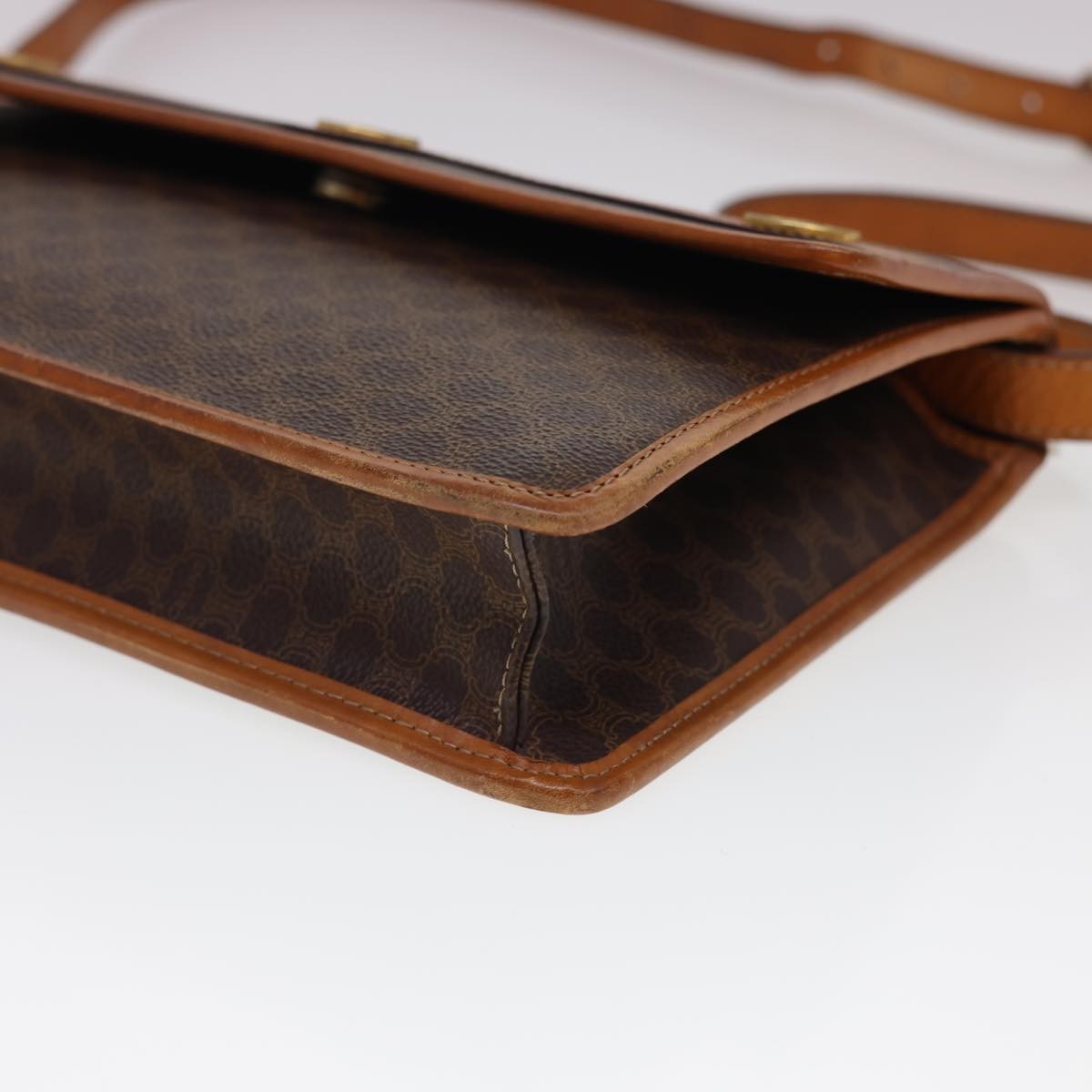 Celine Vintage Macadam Canvas And Leather Brown Canvas Shoulder Bag Bag (Pre-Owned)