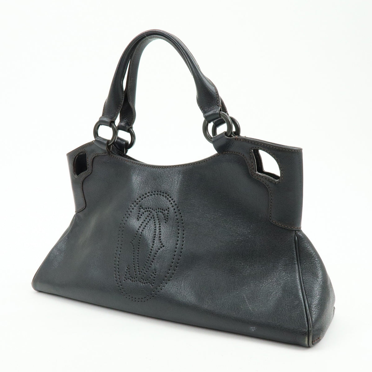 Cartier Marcello Leather Black Leather Handbag (Pre-Owned)