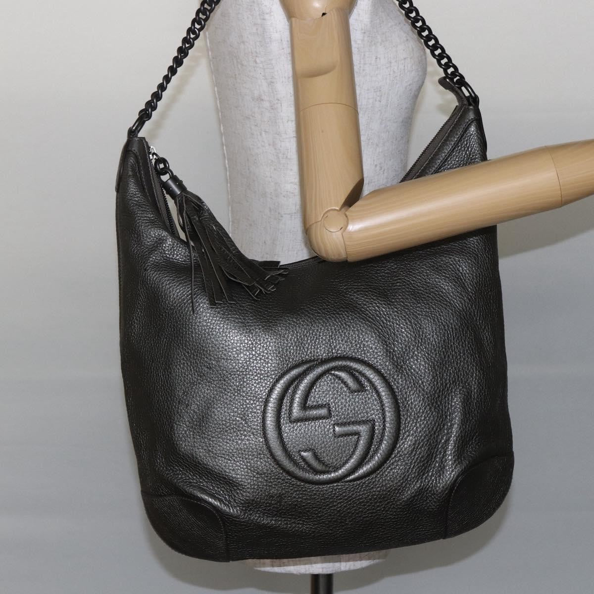 Gucci Soho Chain Hobo Leather Silver Leather Shoulder Bag Bag (Pre-Owned)