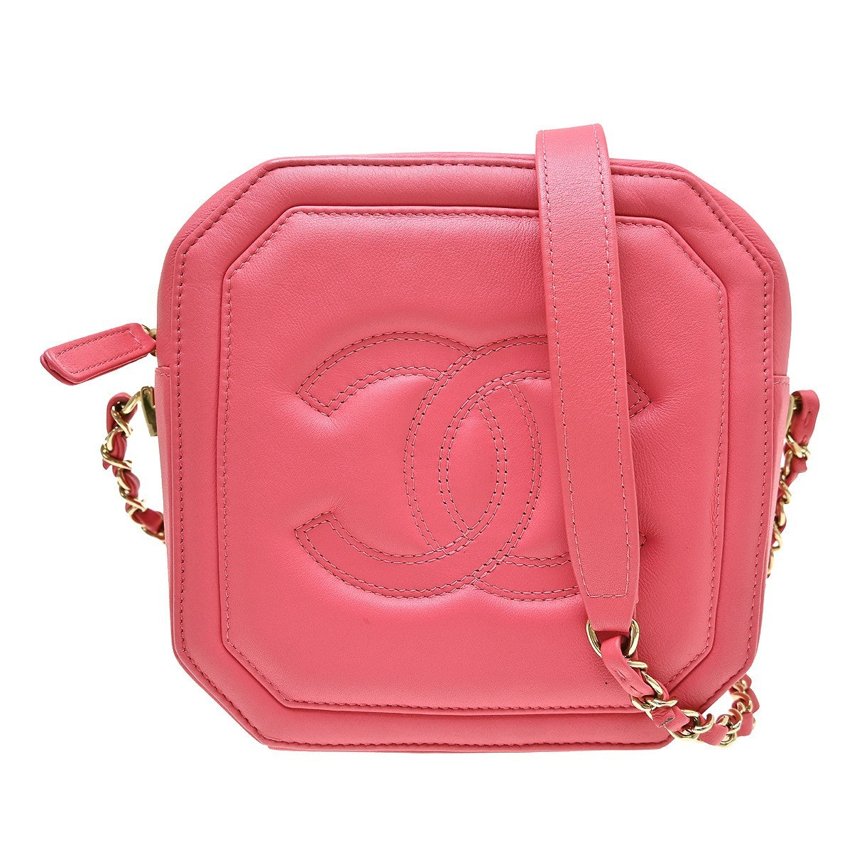 Chanel Timeless Cc Octagon Camera Case Quilted Lambskin Pink Leather Shoulder Bag Bag (Pre-Owned)