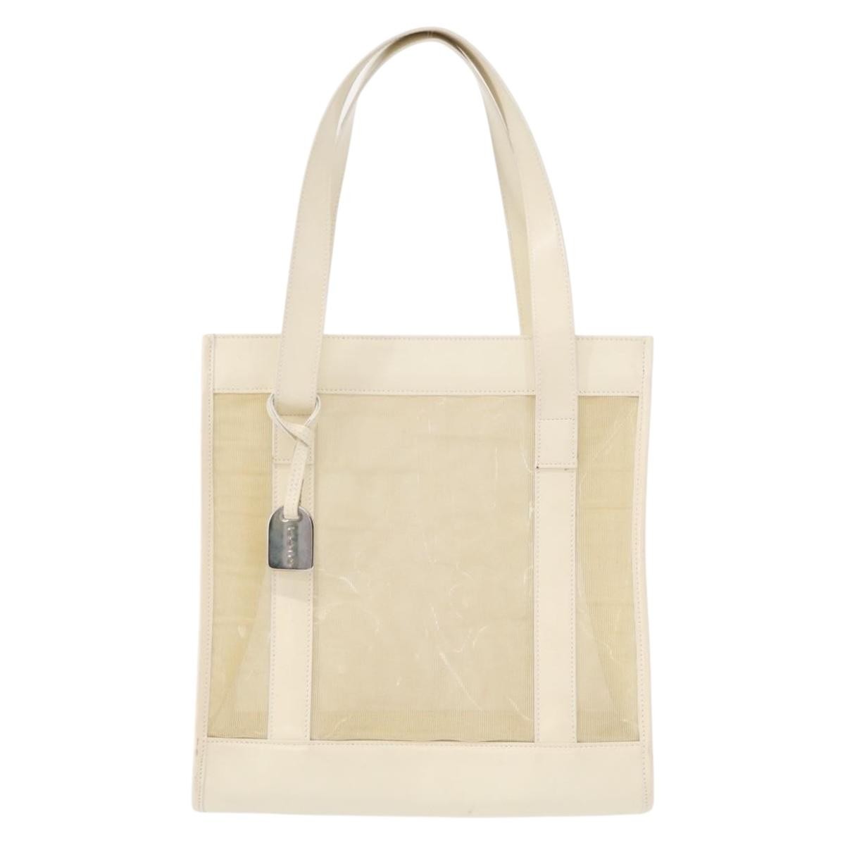 Gucci Vintage Tote Vinyl Beige Plastic Tote Bag Bag (Pre-Owned)