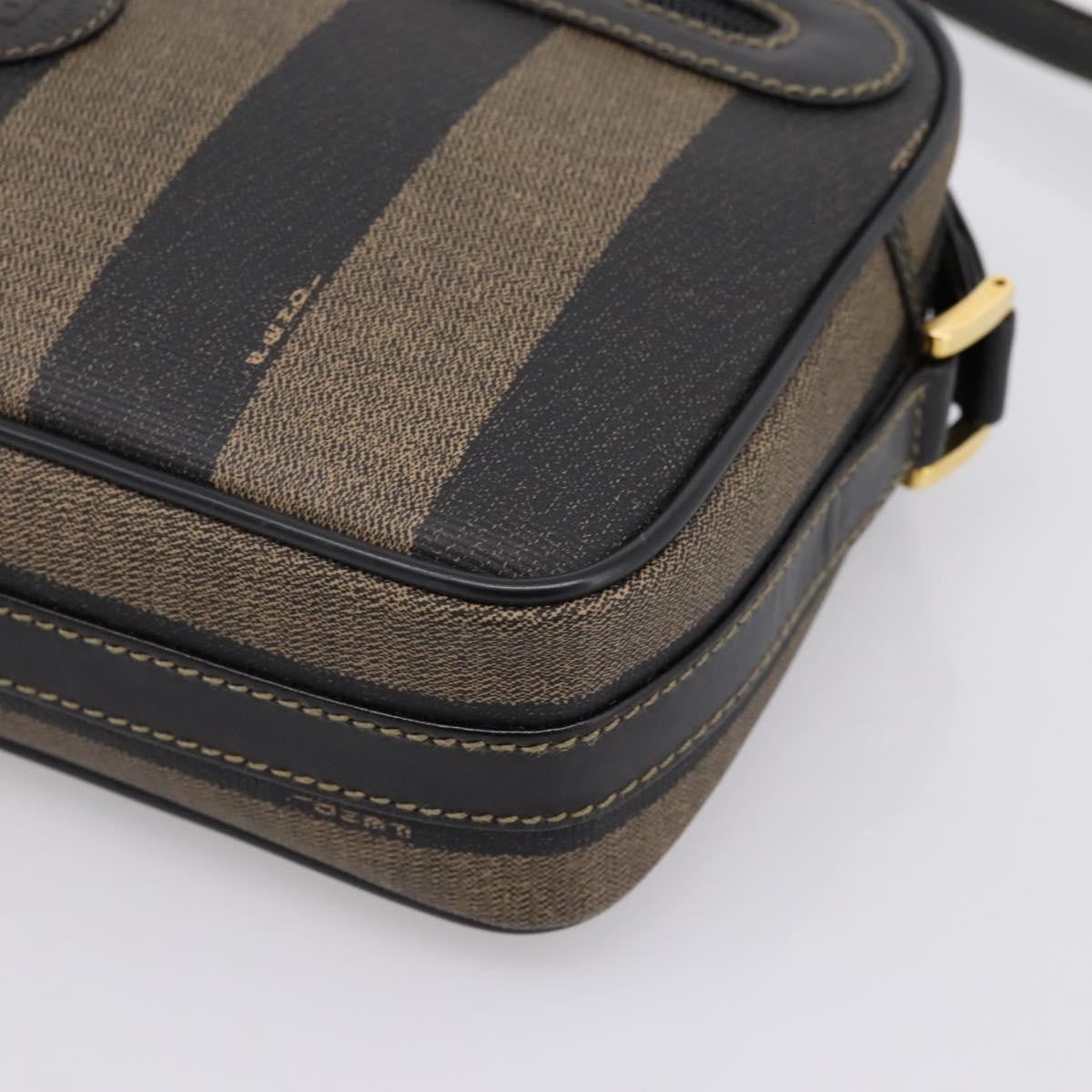 Fendi Vintage Pequin Front Pocket Coated Canvas Brown Canvas Crossbody Bag Bag (Pre-Owned)