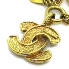 Chanel Vintage Quilted Cc Pendant Metal Gold Gold_Plated Necklace Jewelry (Pre-Owned)