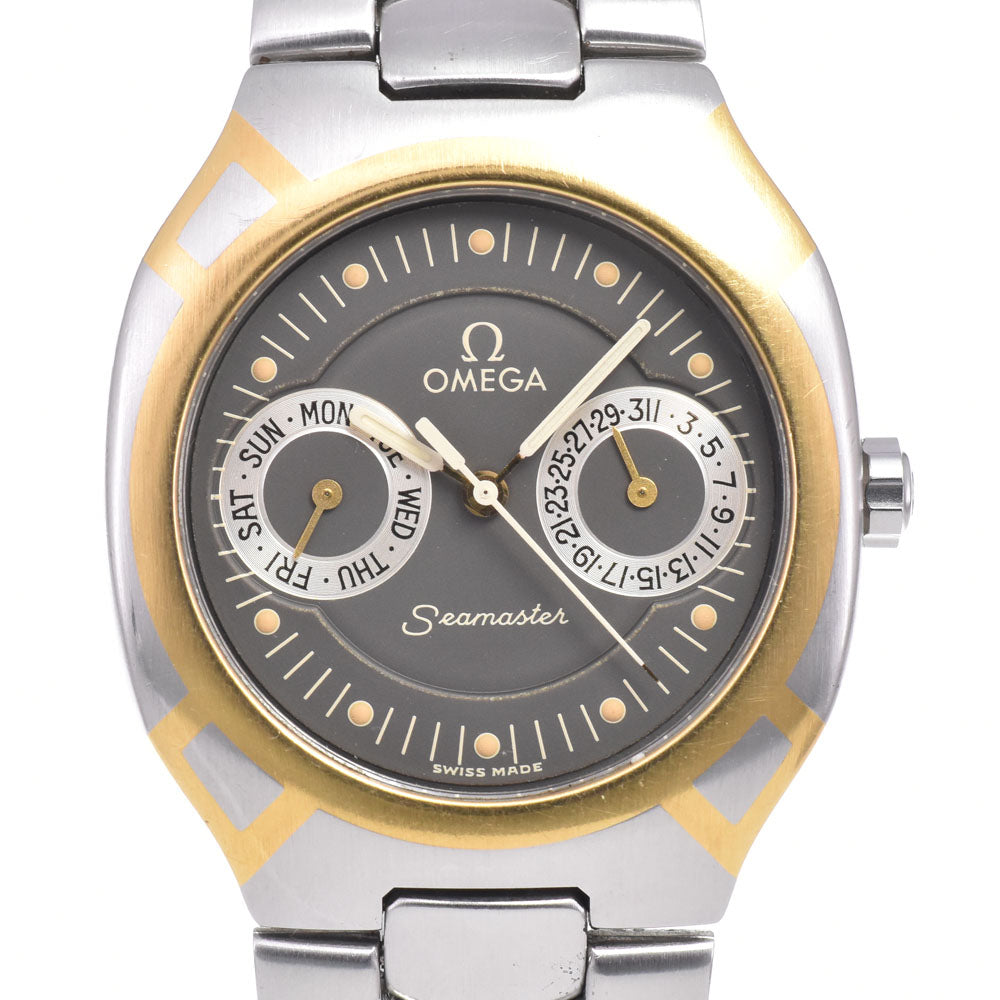 Omega Seamaster Polaris Day-Date Quartz Stainless Steel With Plated Metal Watch (Pre-Owned)