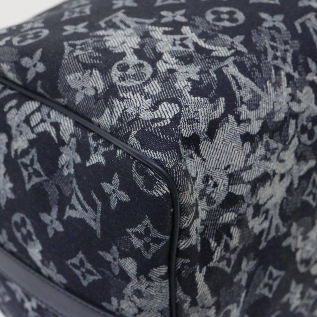 Louis Vuitton Keepall Bandouliere Monogram Tapestry Canvas Navy Canvas Bag (Pre-Owned)