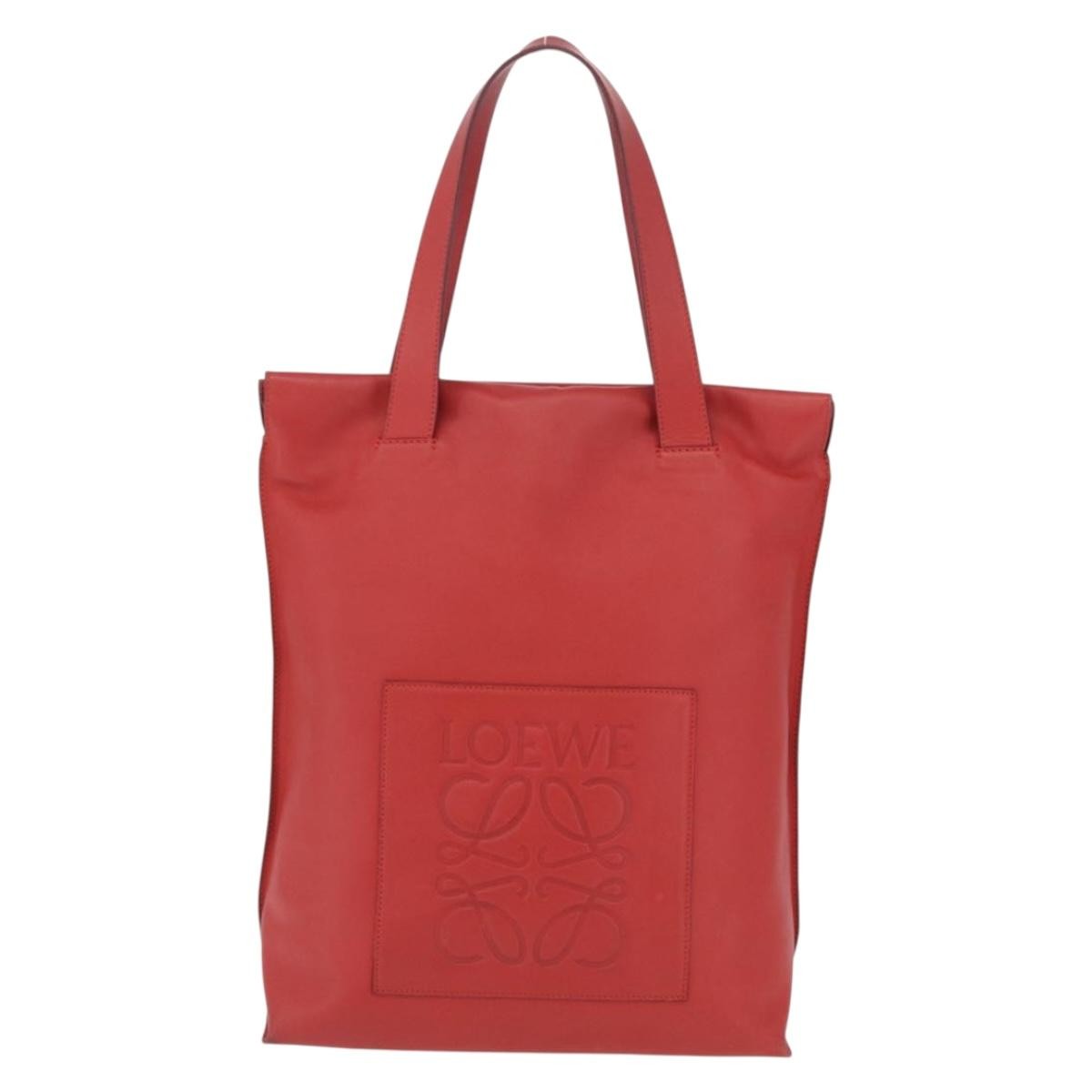Loewe Tote Leather Red Leather Tote Bag Bag (Pre-Owned)