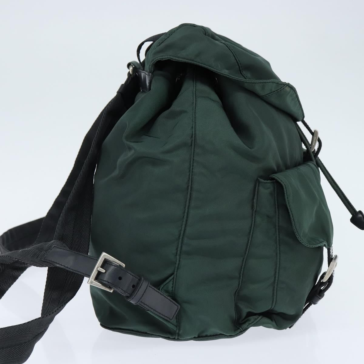 Prada Vela Double Front Pocket Tessuto With Saffiano Leather Khaki Nylon Backpack Bag (Pre-Owned)