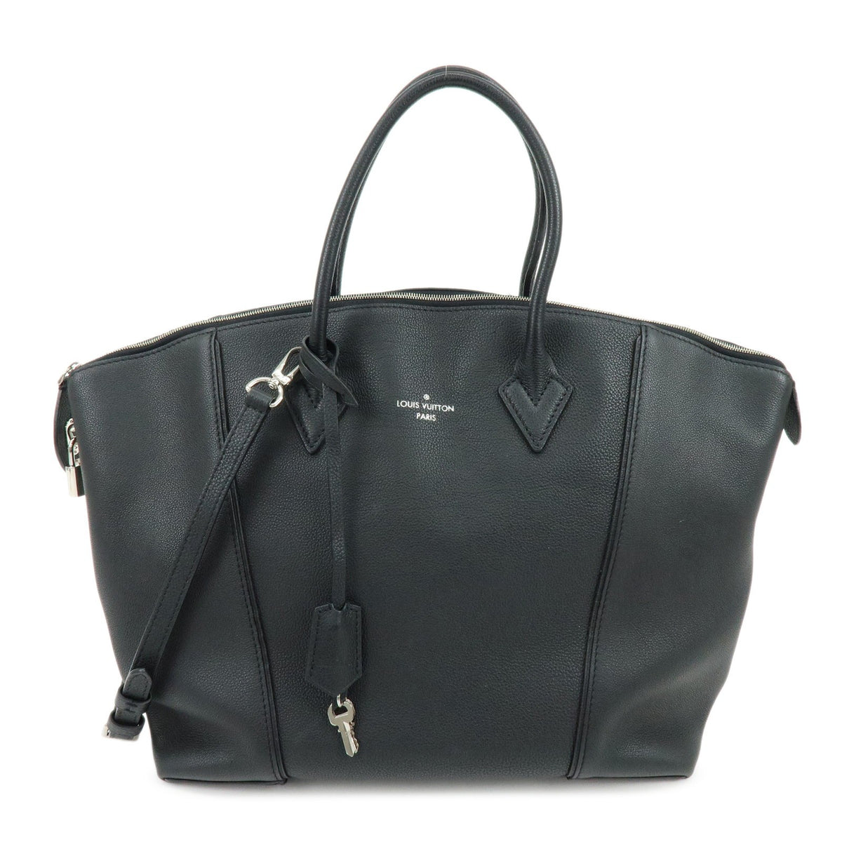 Louis Vuitton Soft Lockit Leather Black Leather Handbag (Pre-Owned)
