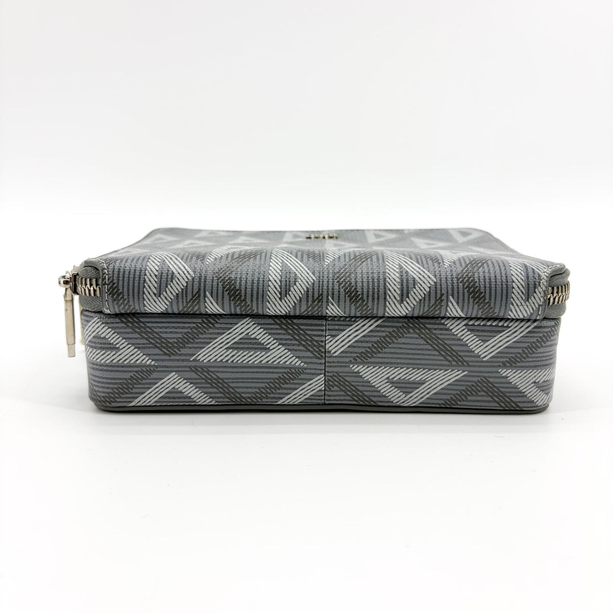 Christian Dior Double Zip Cd Diamond Coated Canvas Gray Canvas Crossbody Bag Bag (Pre-Owned)