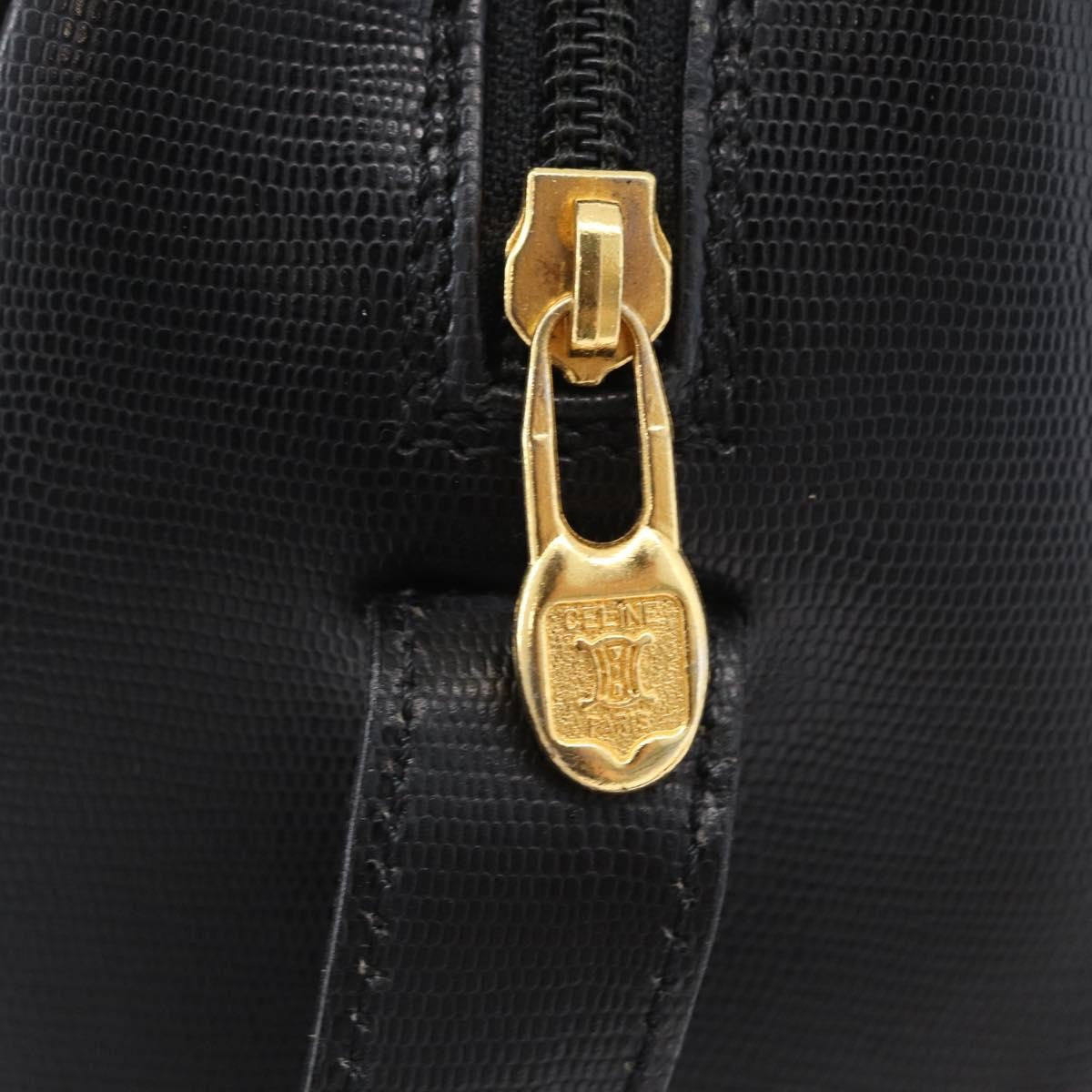 Celine Circle Logo Leather Black Leather Shoulder Bag Bag (Pre-Owned)