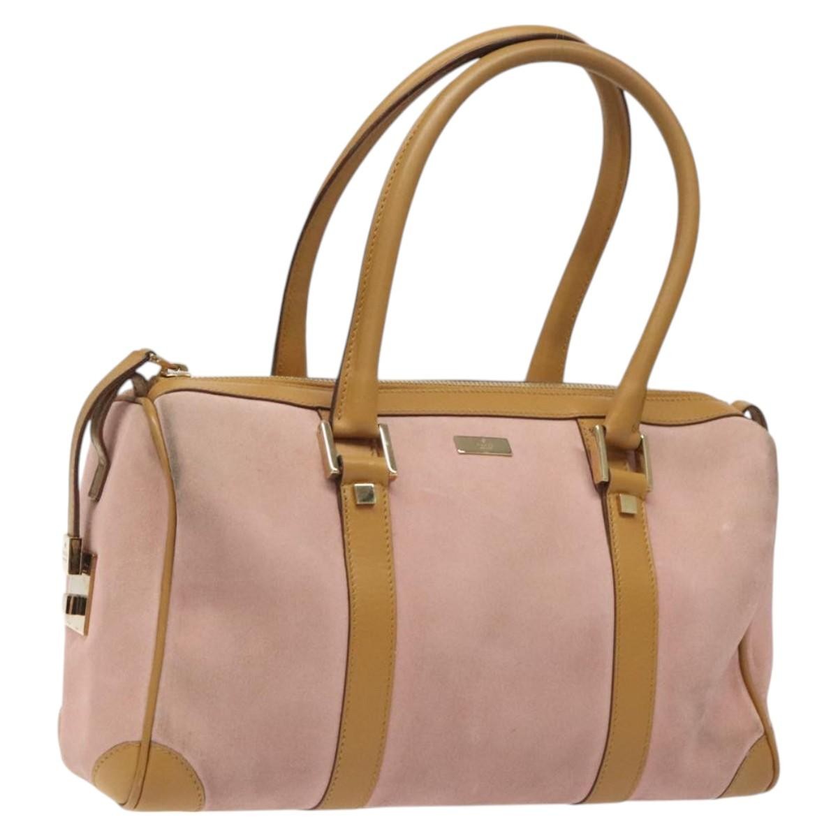 Gucci Vintage Canvas Pink Suede Handbag (Pre-Owned)