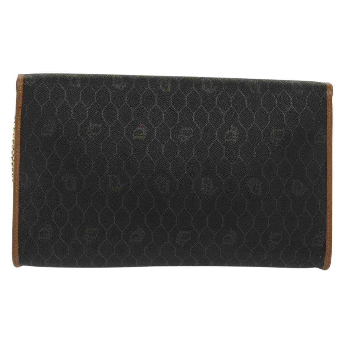 Christian Dior Vintage Honeycomb Chain Canvas Black Canvas Bag (Pre-Owned)
