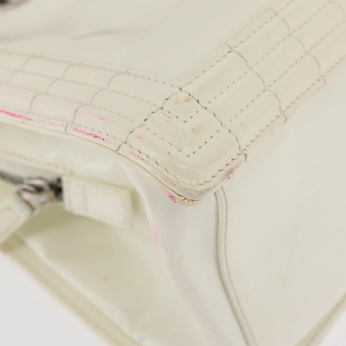 Chanel Boy Tote Glazed Calfskin White Patent_Leather Shoulder Bag Bag (Pre-Owned)