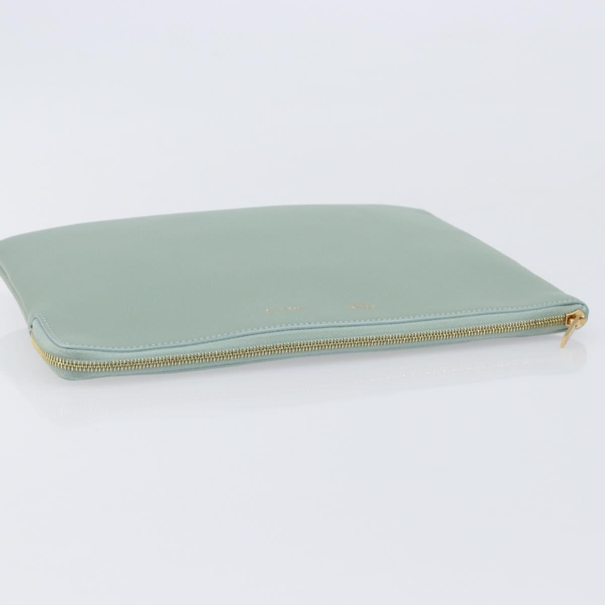 Celine Solo Leather Green Leather Clutche & Pouche Bag (Pre-Owned)
