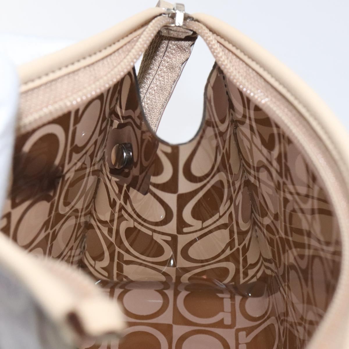 Salvatore Ferragamo Gancini Canvas Brown Vinyl Clutche & Pouche Bag (Pre-Owned)