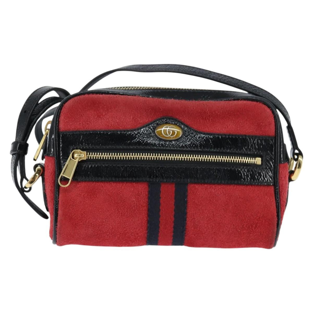 Gucci Ophidia Suede Red Suede Shoulder Bag Bag (Pre-Owned)