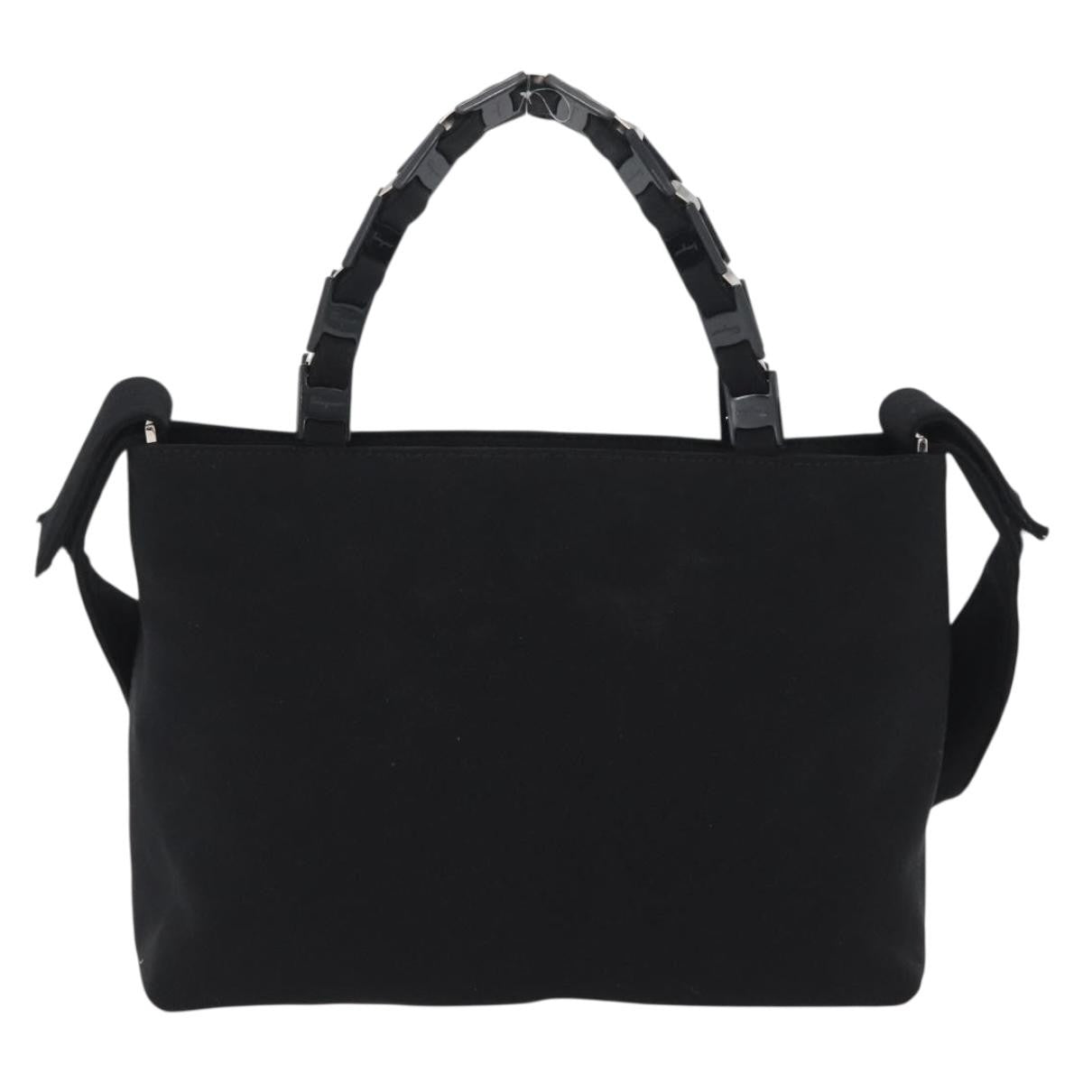 Salvatore Ferragamo Vintage Canvas Black Canvas Handbag (Pre-Owned)