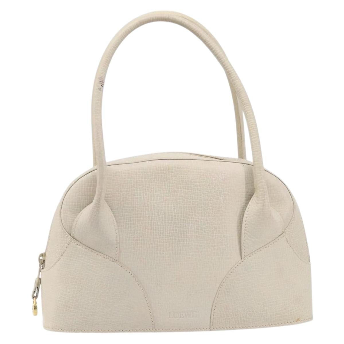 Loewe Tote Leather White Leather Tote Bag Bag (Pre-Owned)