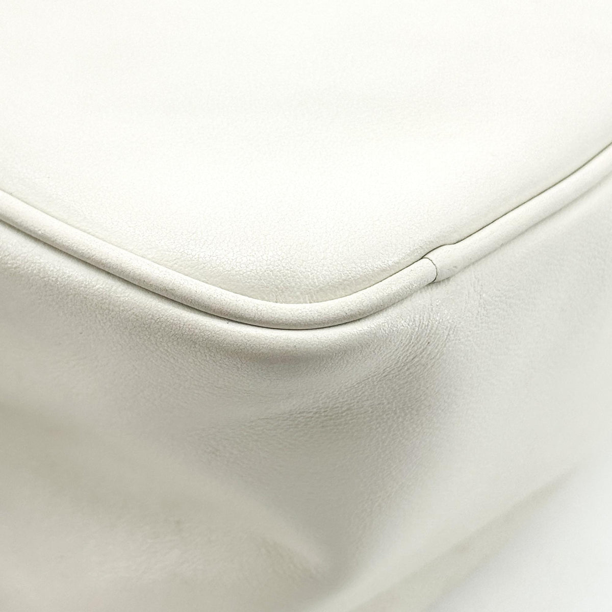 Prada Triangle Logo Zip Leather White Leather Crossbody Bag Bag (Pre-Owned)