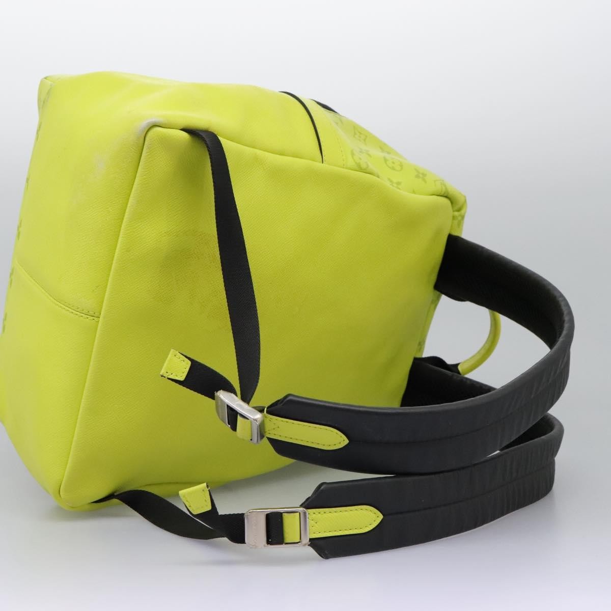 Louis Vuitton Discovery Monogram Taigarama Yellow Leather Backpack Bag (Pre-Owned)