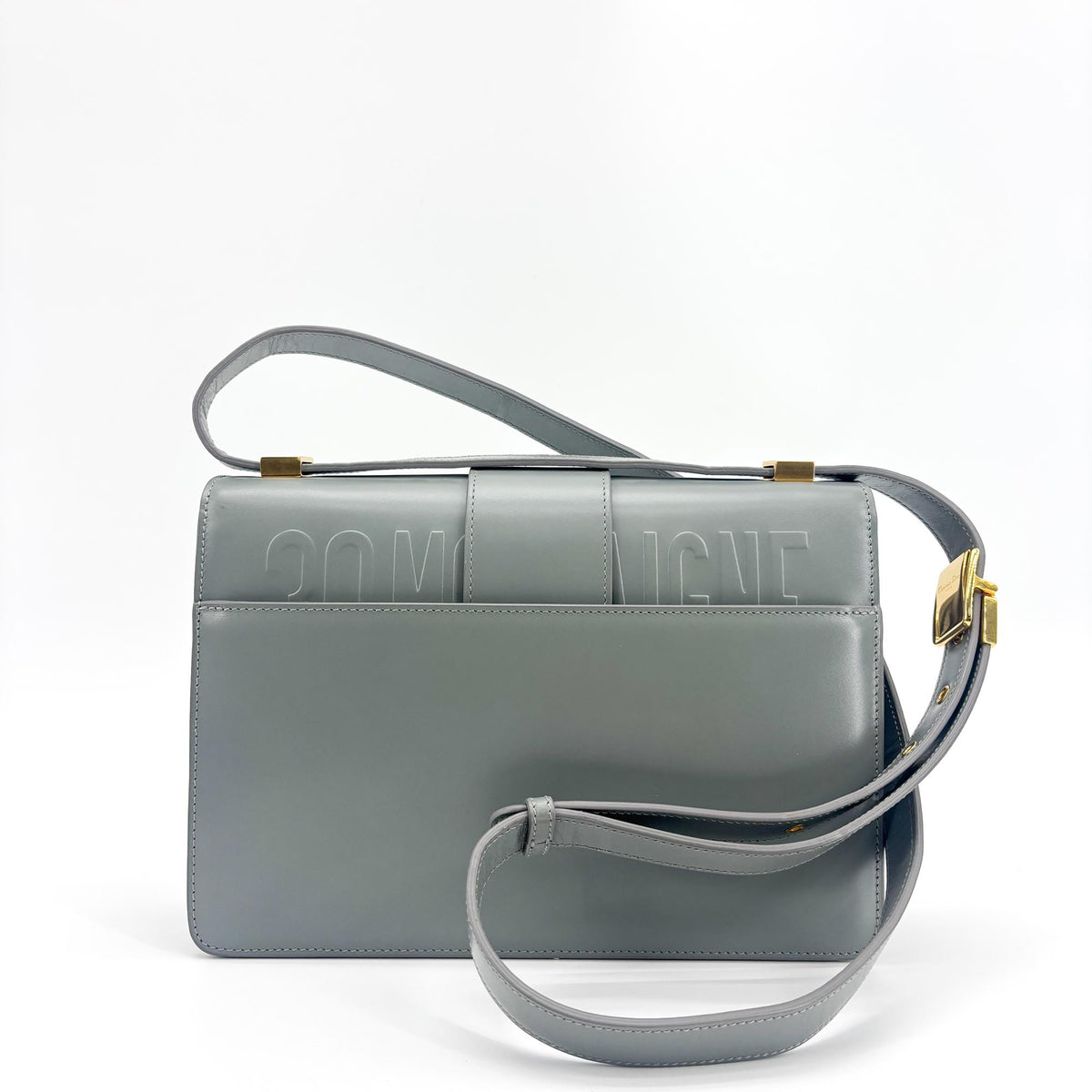 Christian Dior 30 Montaigne Box Leather Gray Calfskin Handbag (Pre-Owned)