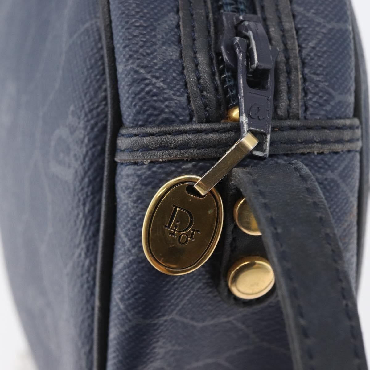 Christian Dior Vintage Honeycomb Canvas Navy Canvas Shoulder Bag Bag (Pre-Owned)