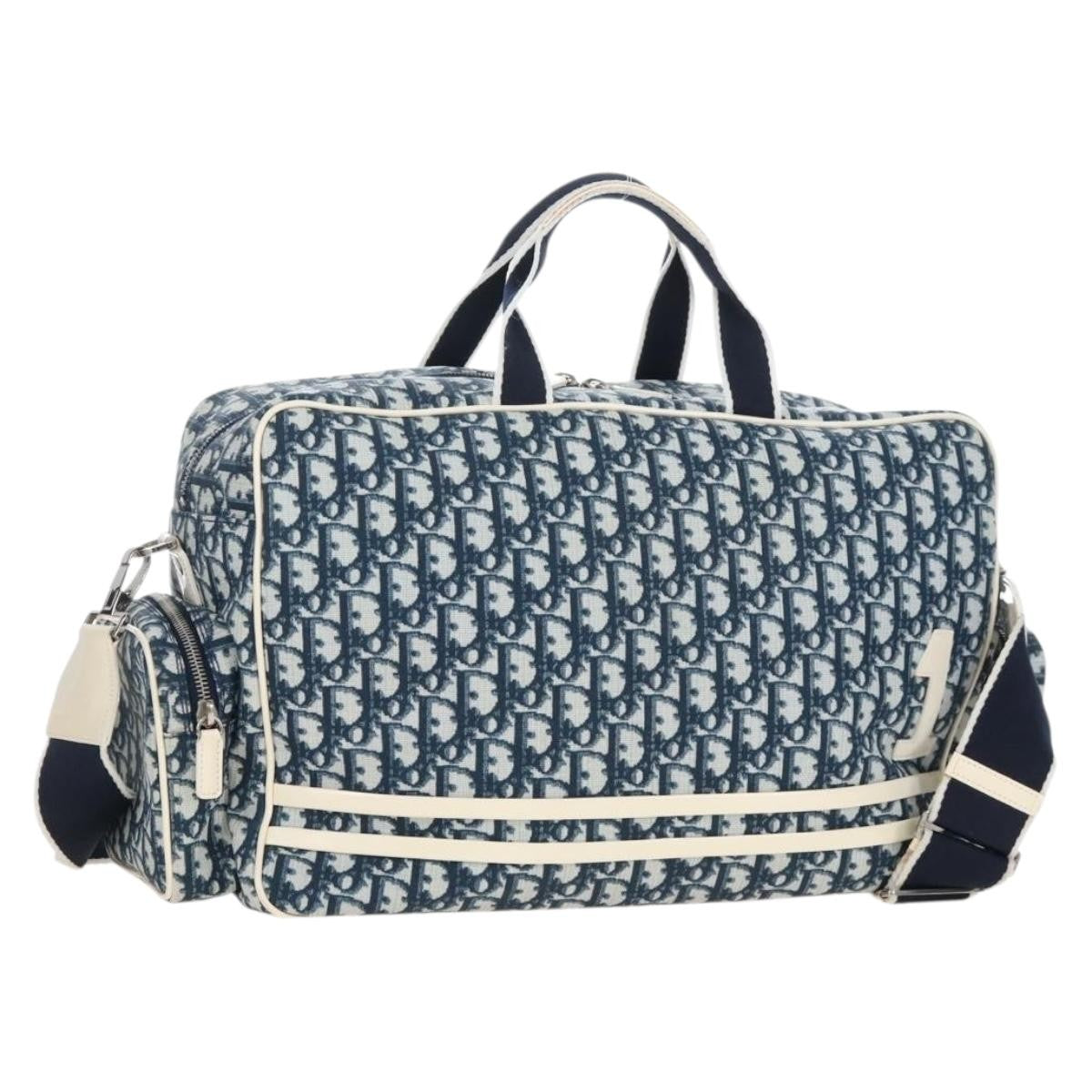 Christian Dior Vintage Girly Boston Diorissimo Canvas Navy Canvas Handbag (Pre-Owned)