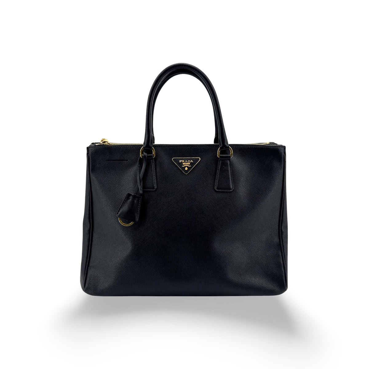 Prada Galliera Saffiano Leather Black Leather Handbag (Pre-Owned)