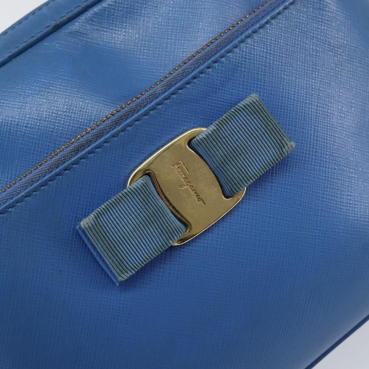 Salvatore Ferragamo Vala Chain Leather Blue Leather Shoulder Bag Bag (Pre-Owned)