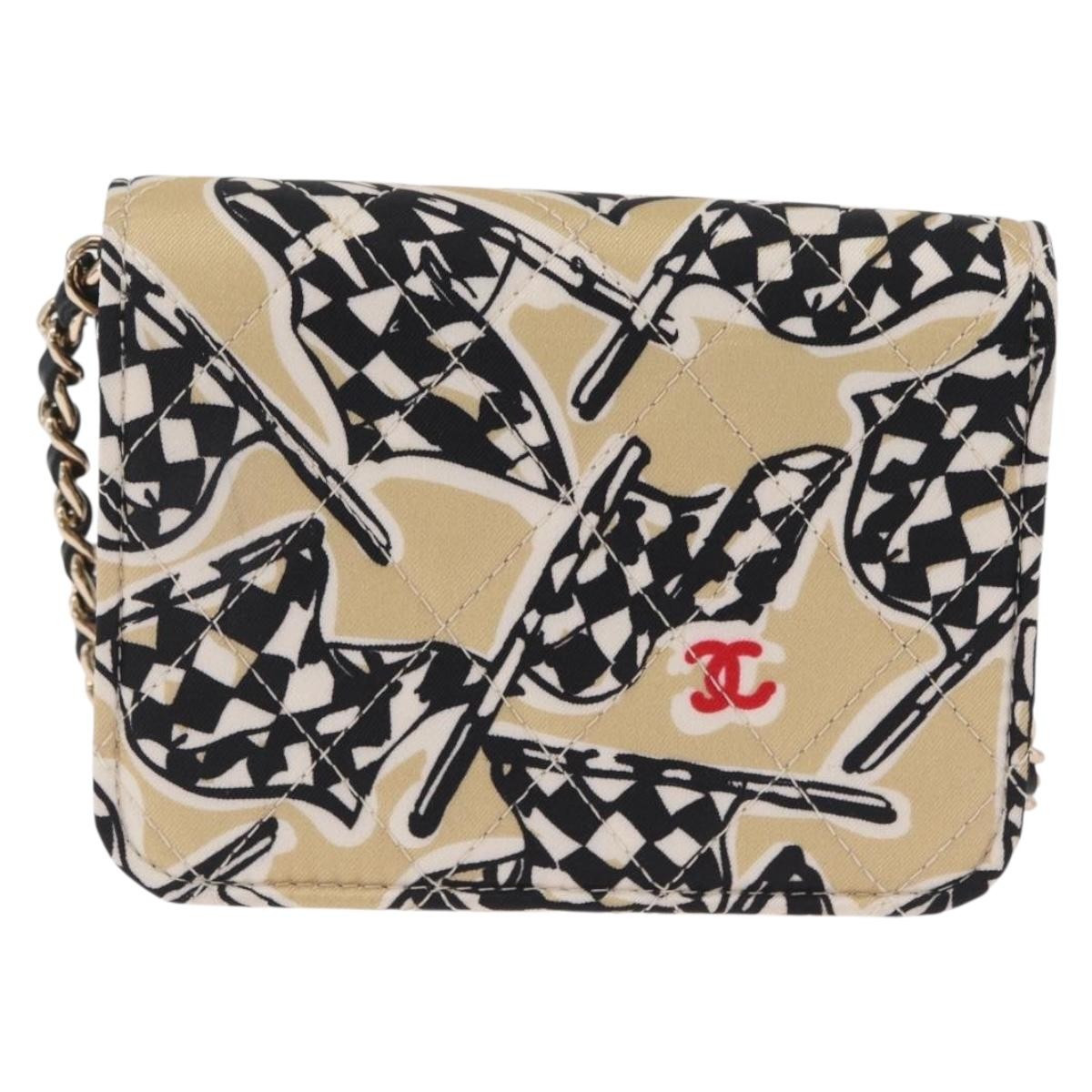 Chanel Flap Card Holder On Chain Quilted Printed Canvas Multicolour Canvas Crossbody Bag Bag (Pre-Owned)