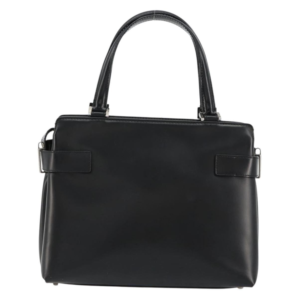 Salvatore Ferragamo Double Gancini Side Buckle Leather Black Leather Tote Bag Bag (Pre-Owned)