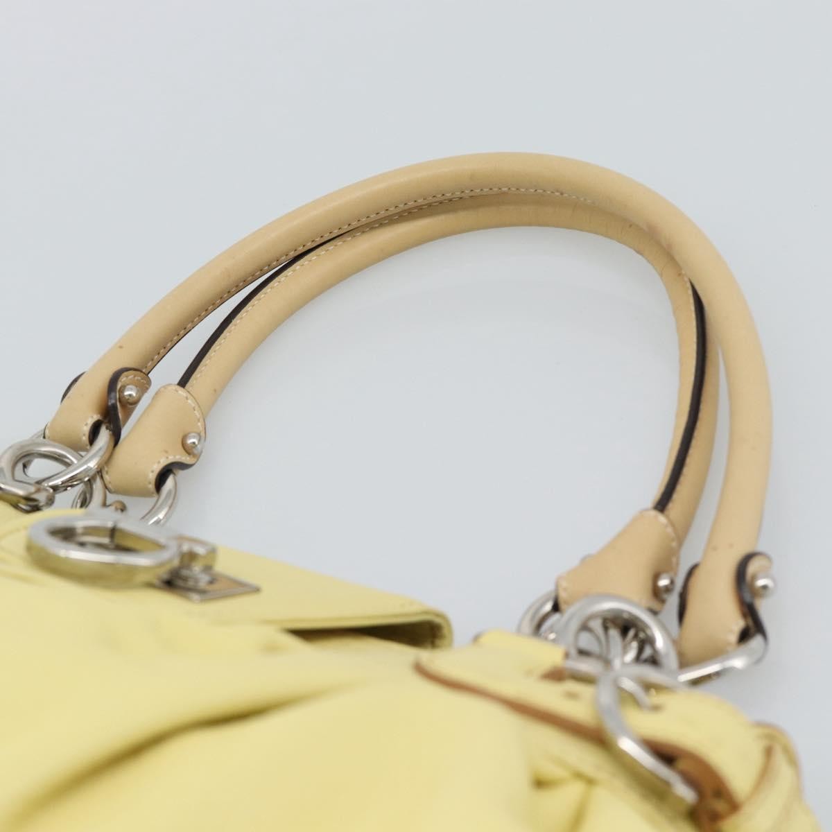 Salvatore Ferragamo Gancini Leather Yellow Leather Handbag (Pre-Owned)