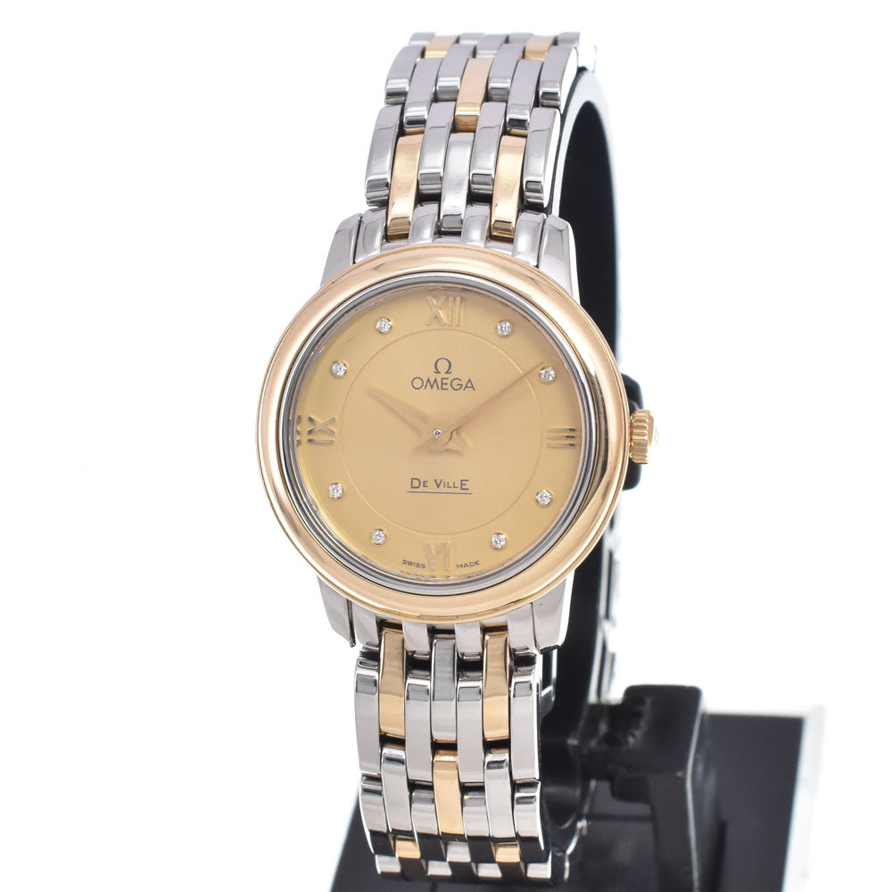 Omega De Ville Prestige Quartz Stainless Steel And Rose Gold With Diamond Markers Watch (Pre-Owned)