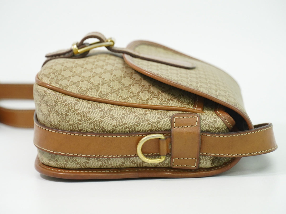 Celine Vintage Macadam Canvas And Leather Beige Canvas Shoulder Bag Bag (Pre-Owned)