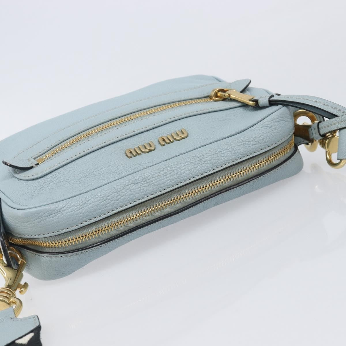 Miu Miu Madras Zip Pocket Leather Blue Leather Crossbody Bag Bag (Pre-Owned)