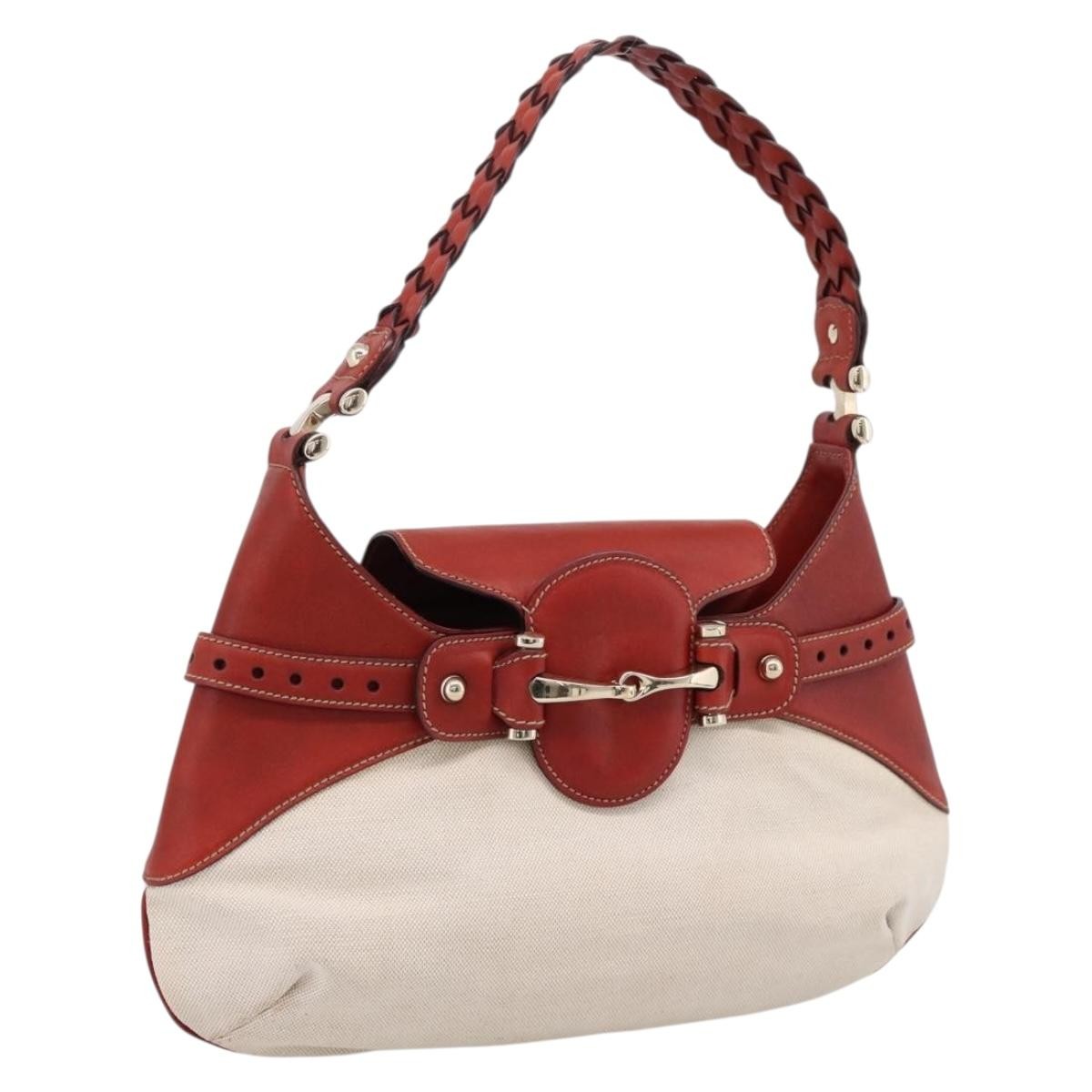 Gucci Horsebit Gg Canvas And Leather Beige Canvas Tote Bag Bag (Pre-Owned)