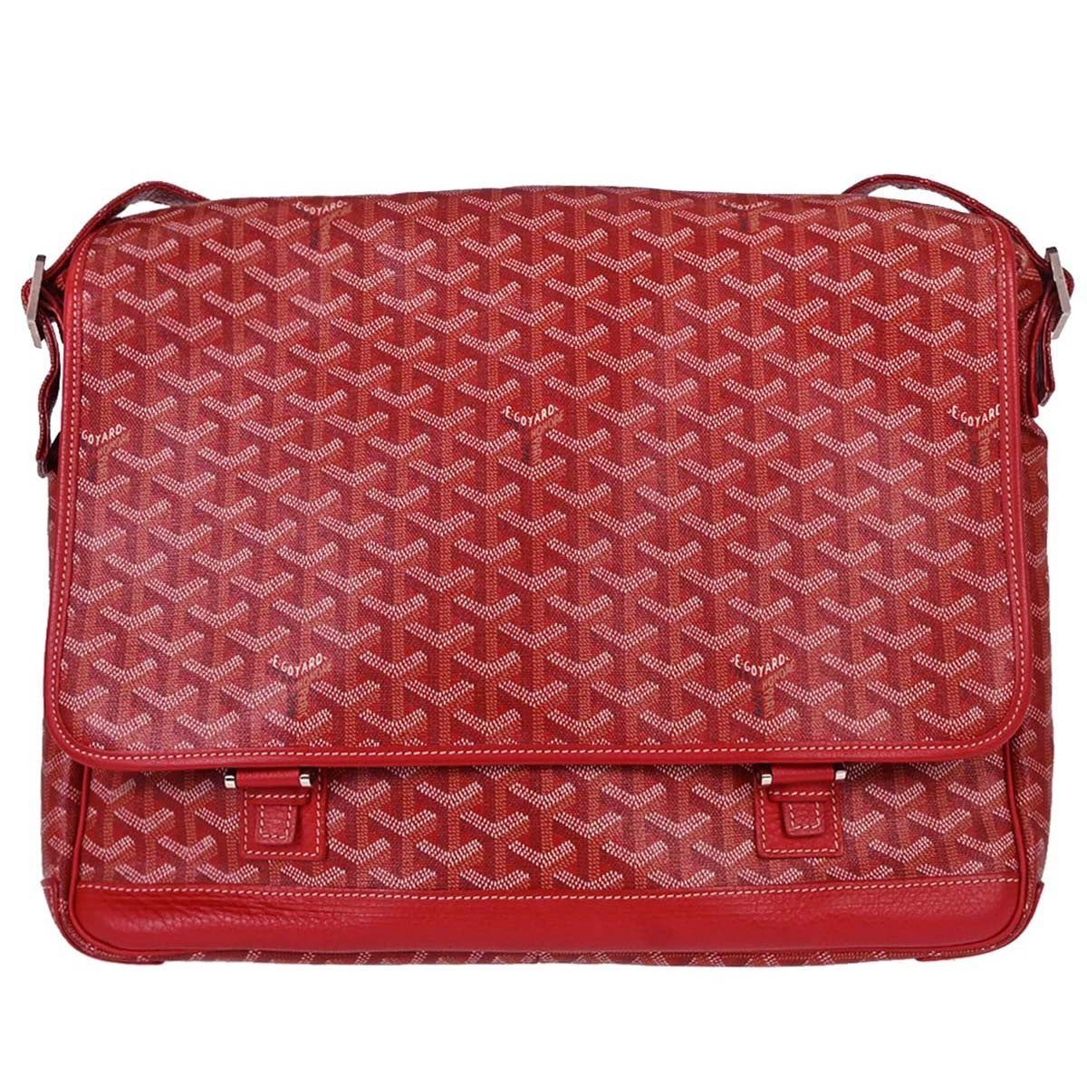 Goyard Grand Bleu Messenger Coated Canvas Red Canvas Handbag (Pre-Owned)