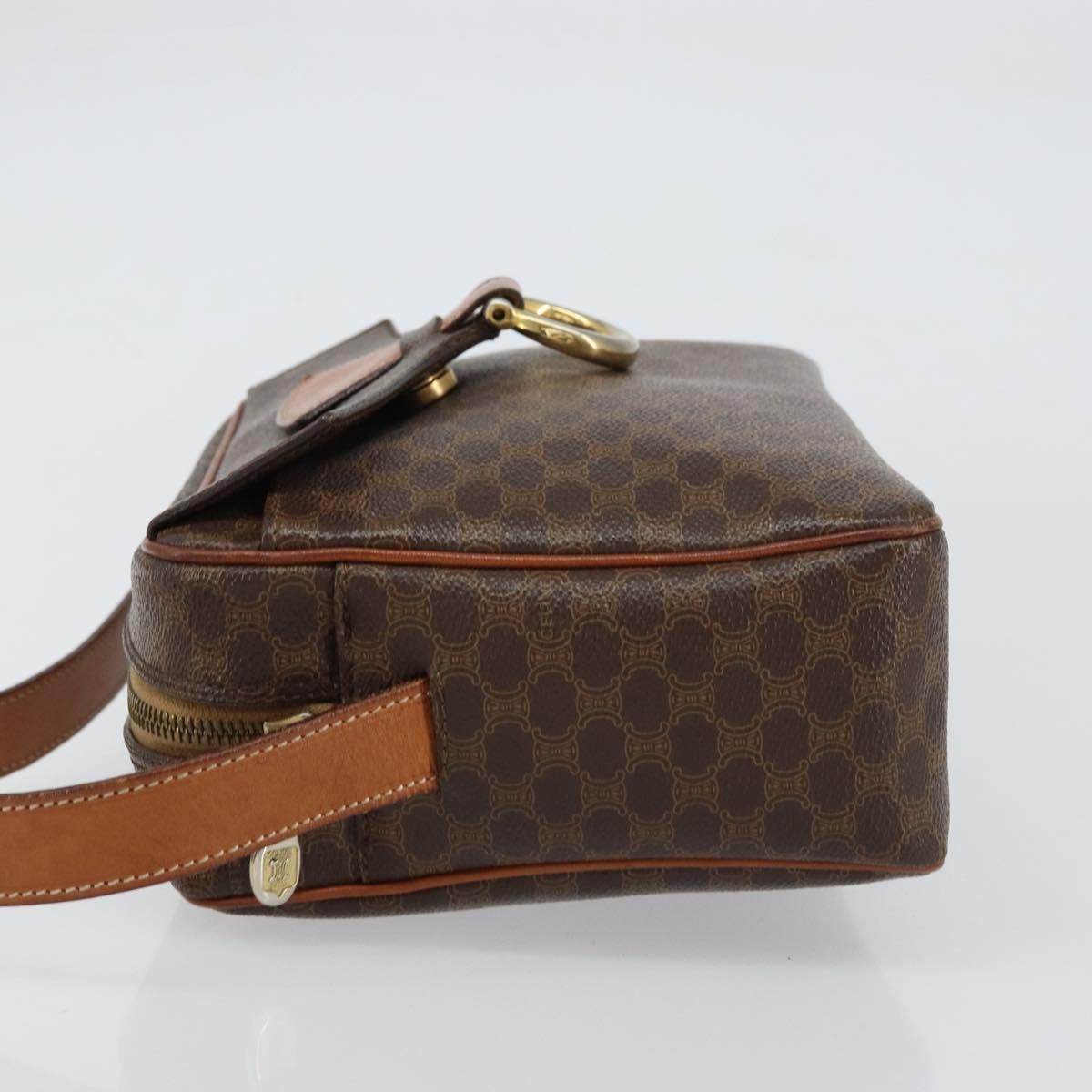 Celine Vintage Macadam Canvas And Leather Brown Canvas Shoulder Bag Bag (Pre-Owned)