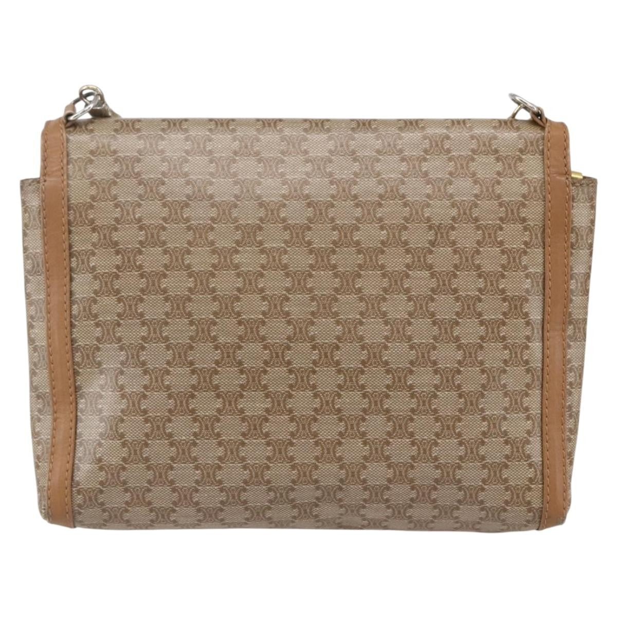 Celine Vintage Macadam Canvas And Leather Beige Canvas Shoulder Bag Bag (Pre-Owned)