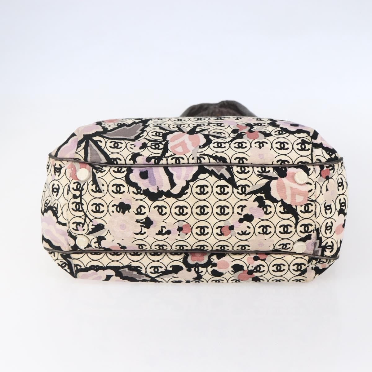 Chanel Vintage Floral Beige Canvas Tote Bag Bag (Pre-Owned)