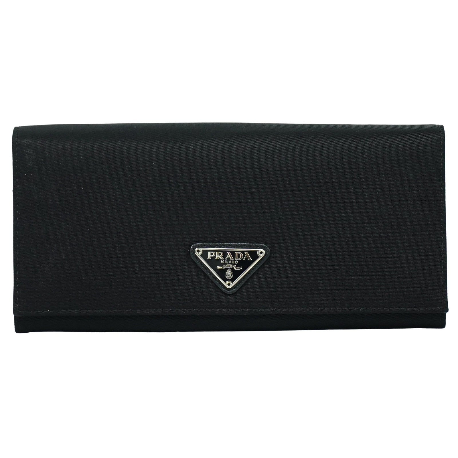 Prada Continental Tessuto Black Nylon Wallets Accessory (Pre-Owned)