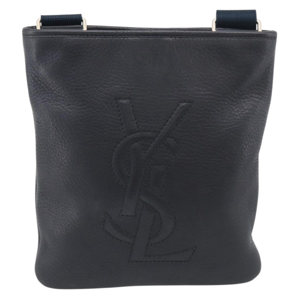 Saint Laurent Vintage Shoulder Bag Leather Black Leather Shoulder Bag Bag (Pre-Owned)
