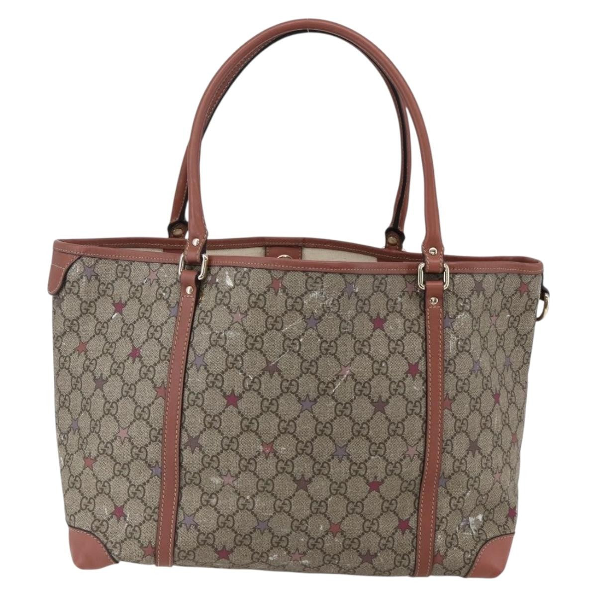 Gucci Joy Plus Tote Gg Coated Canvas With Leather Beige Canvas Tote Bag Bag (Pre-Owned)