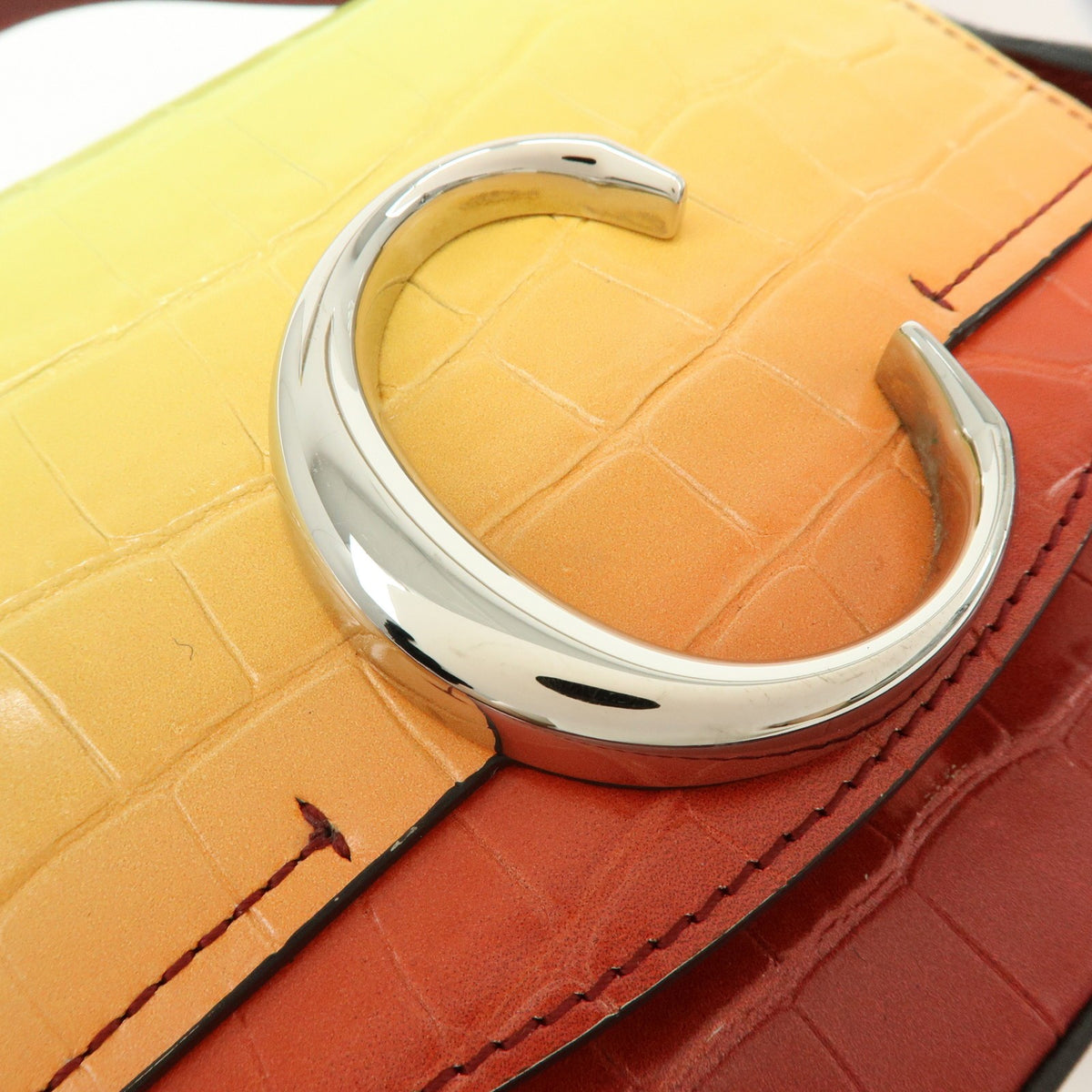 Chloe C Flap Crocodile Embossed Leather Multicolour Leather Handbag (Pre-Owned)