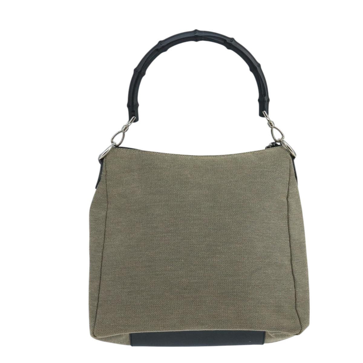 Gucci Vintage Bamboo Shoulder Canvas Beige Canvas Shoulder Bag Bag (Pre-Owned)