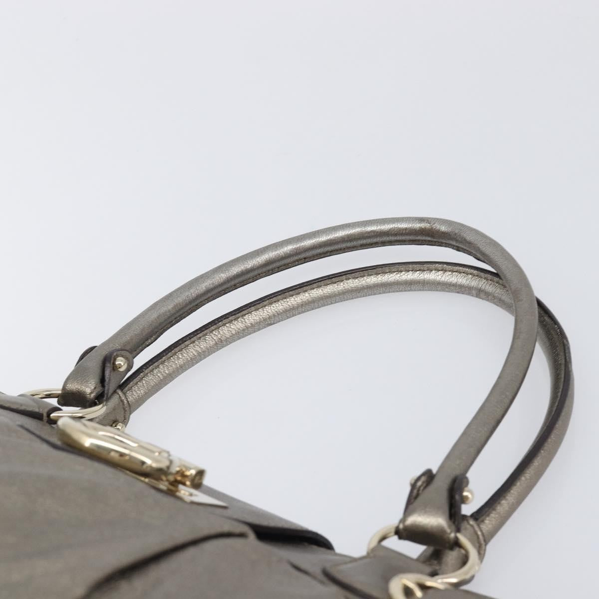 Salvatore Ferragamo Vintage Gancini Top Handle Leather Gold Leather Handbag (Pre-Owned)